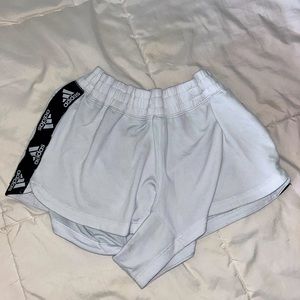 white adidas shorts